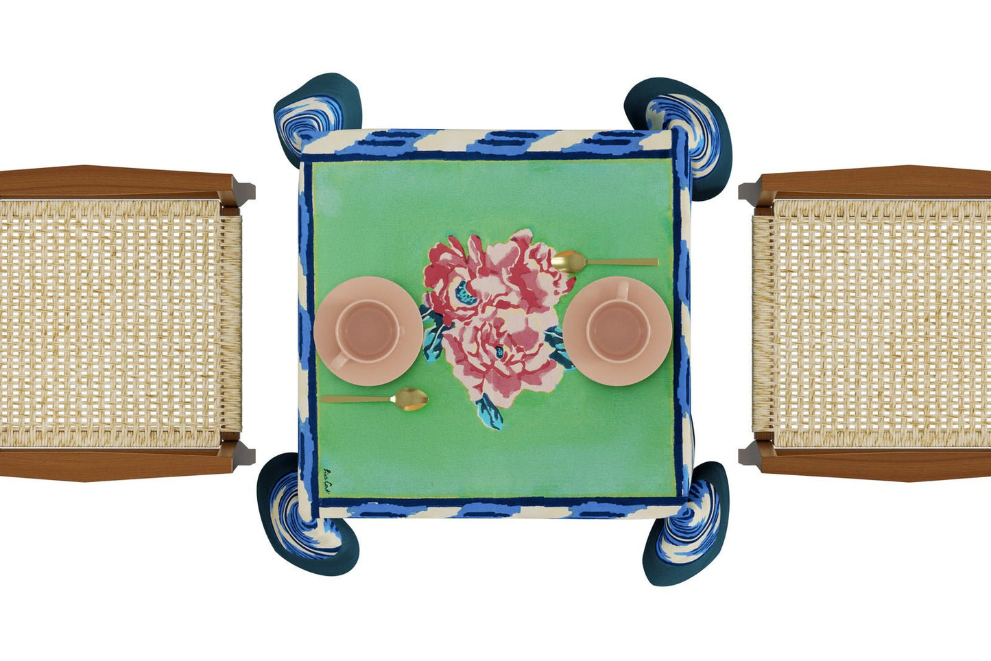 Nina Rose Mint - Tablecloth 110X110 | Lisa Corti - Bon Ton goods