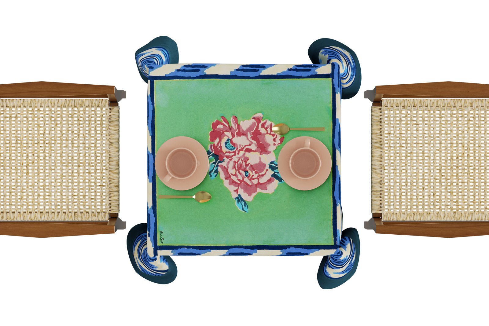 Nina Rose Mint - Tablecloth 110X110 | Lisa Corti - Bon Ton goods