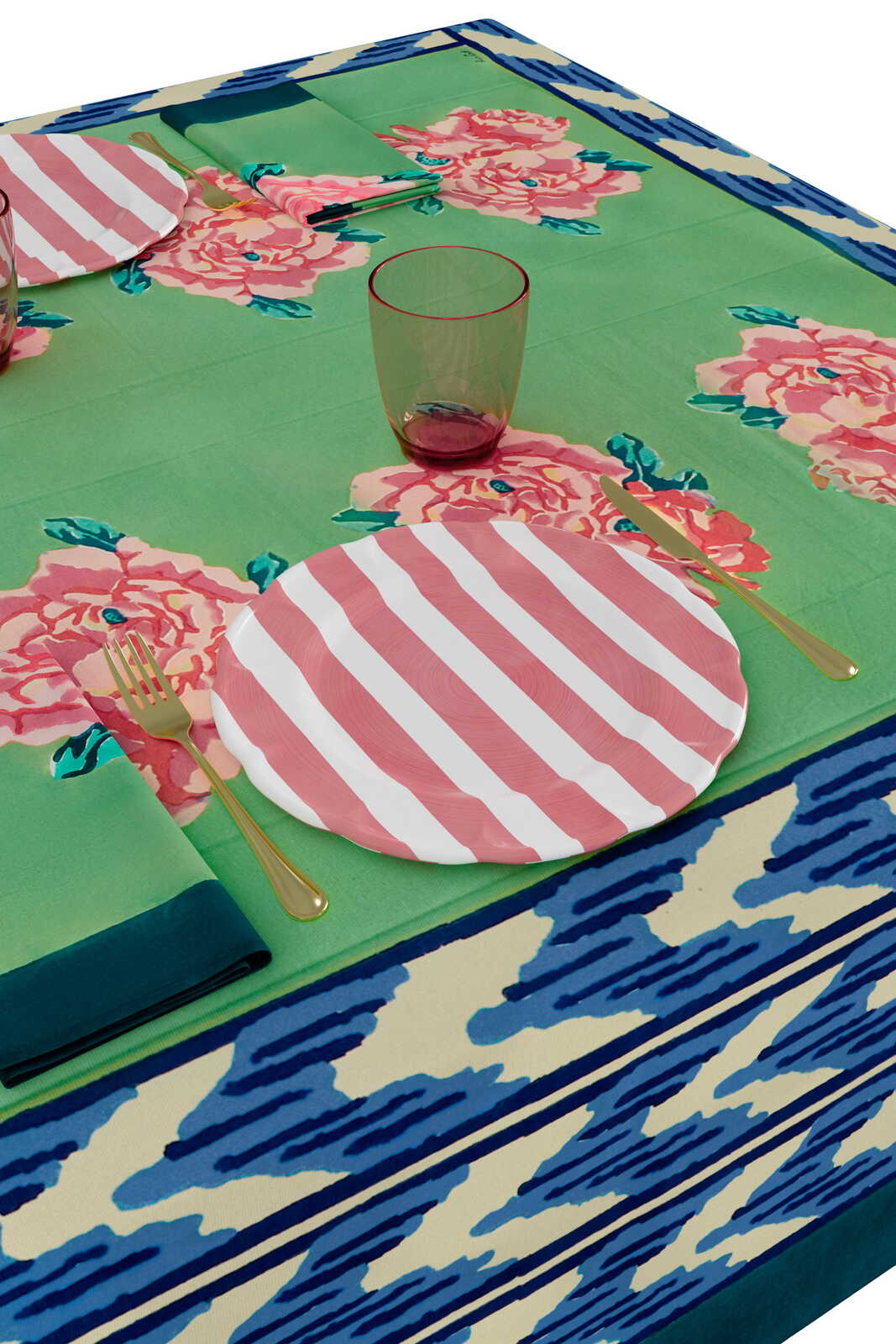 Nina Rose Mint Tablecloth - 180 x 180 | Lisa Corti - Bon Ton goods