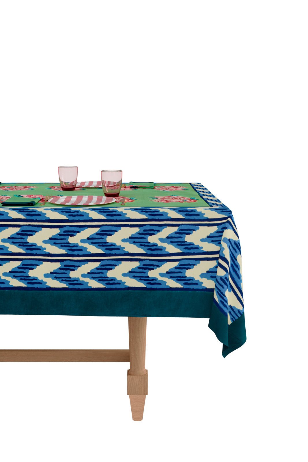 Nina Rose Mint Tablecloth - 180 x 180 | Lisa Corti - Bon Ton goods