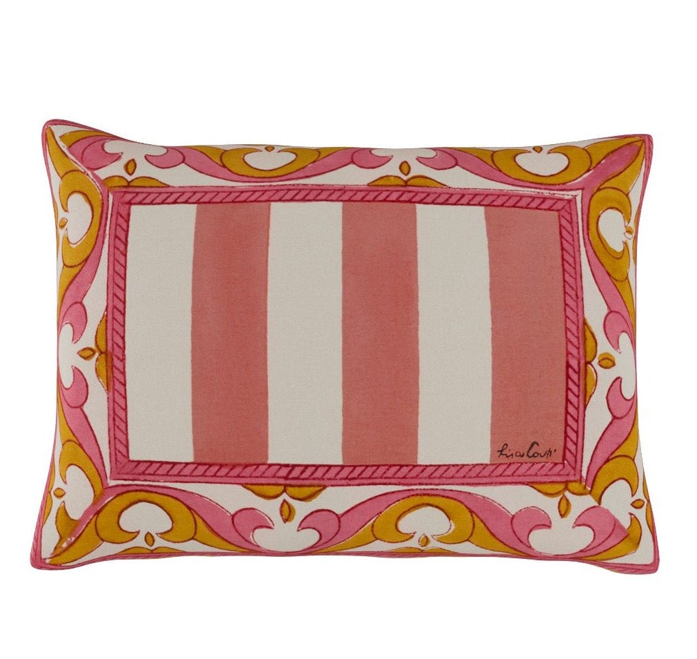 Nizam Flower Cream Pink Cushion | Lisa Corti - Bon Ton goods