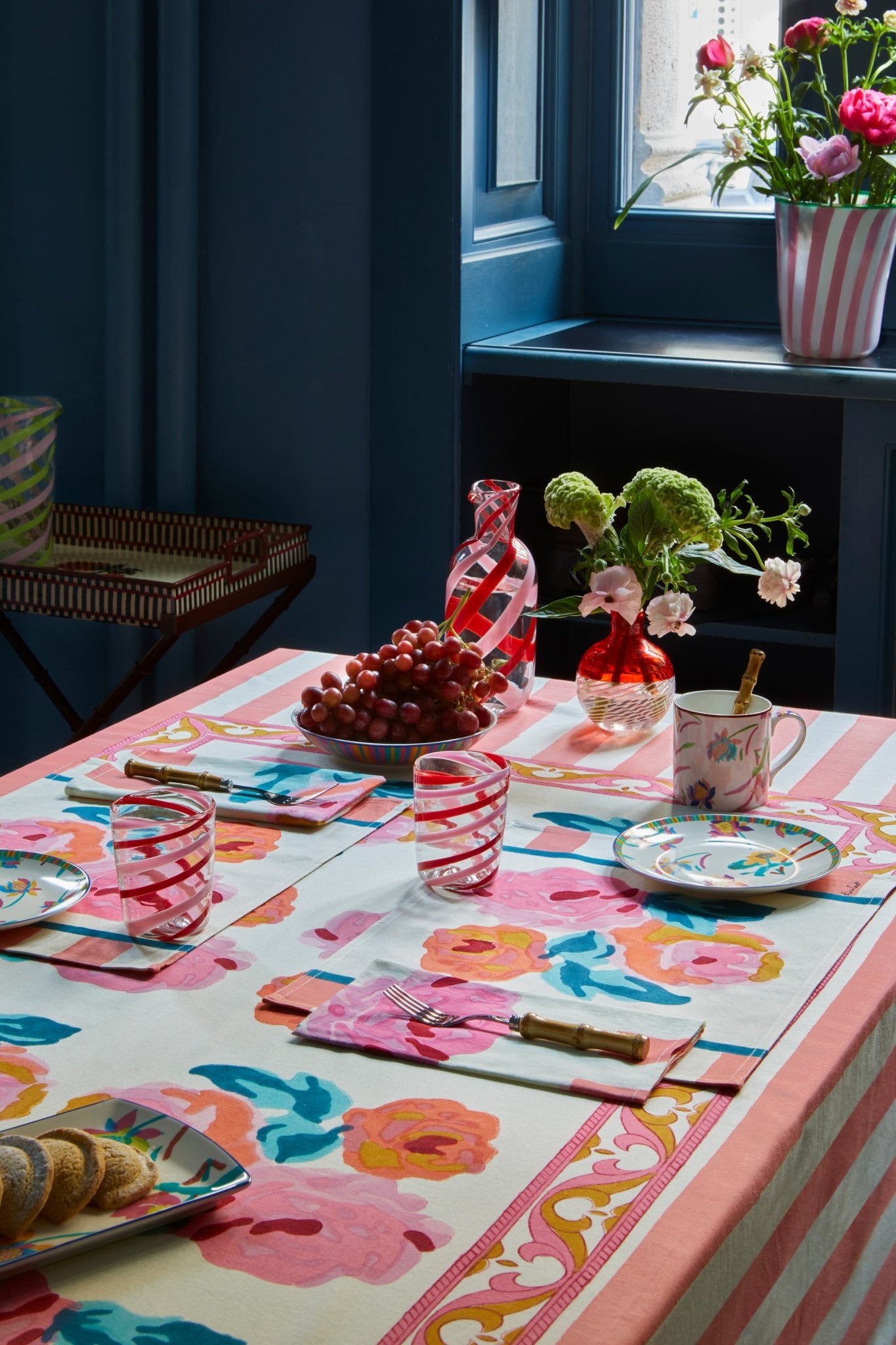 Nizam Flower Cream Pink Napkins | Lisa Corti - Bon Ton goods