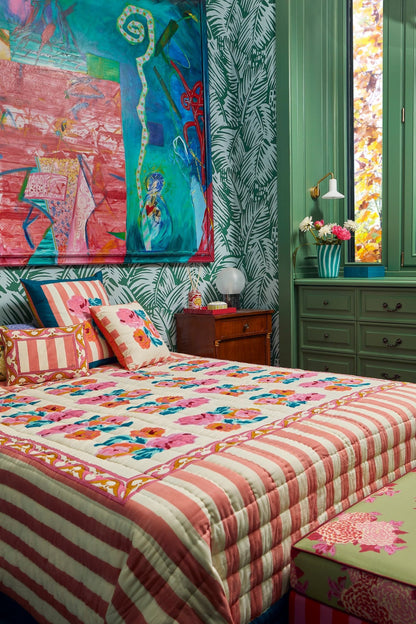 Nizam Flower Cream Pink Quilt – 220X270 | Lisa Corti - Bon Ton goods