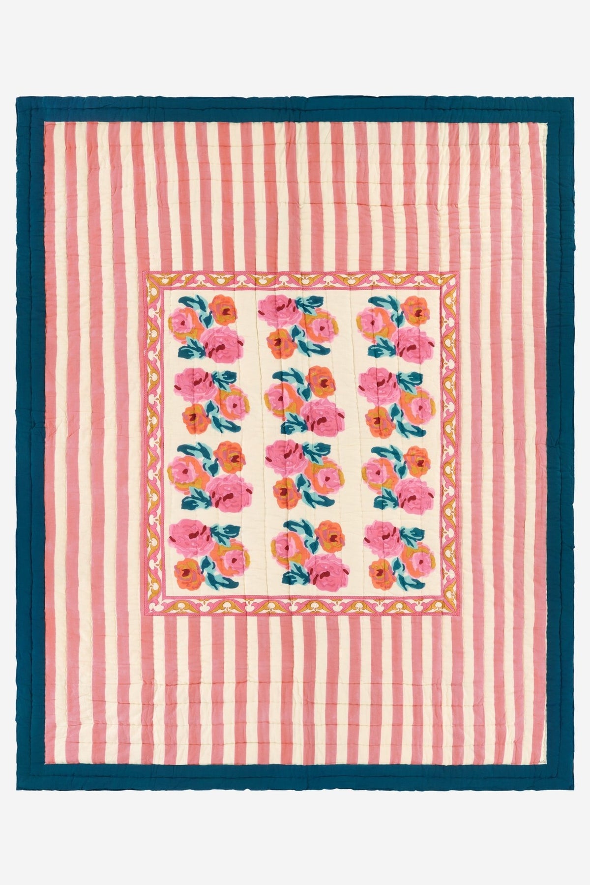 Nizam Flower Cream Pink Quilt – 220X270 | Lisa Corti - Bon Ton goods