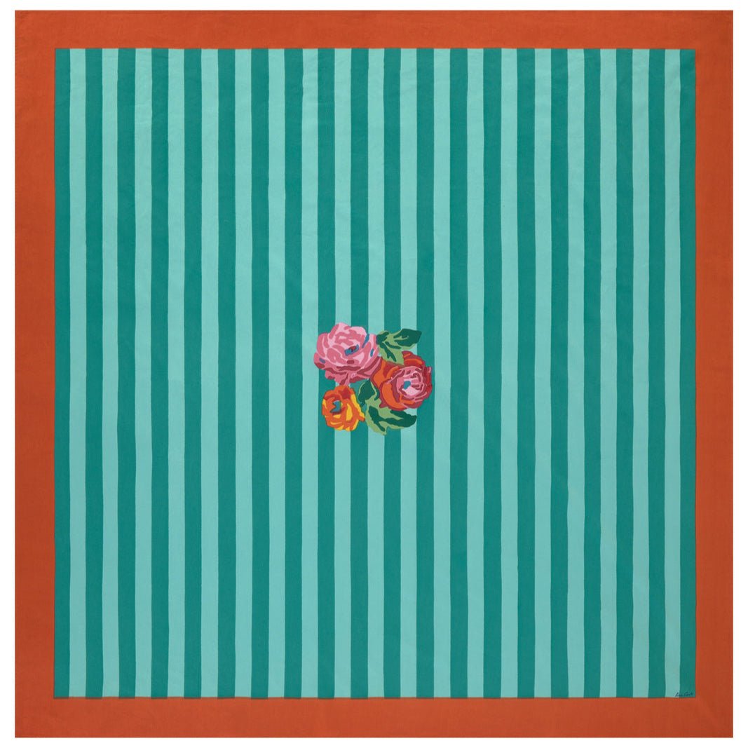 Nizam Stripes Aqua-Veronese Tablecloth – 180X180 | Lisa Corti - Bon Ton goods