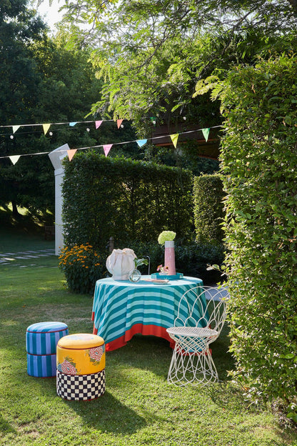 Nizam Stripes Aqua-Veronese Tablecloth – 180X180 | Lisa Corti - Bon Ton goods