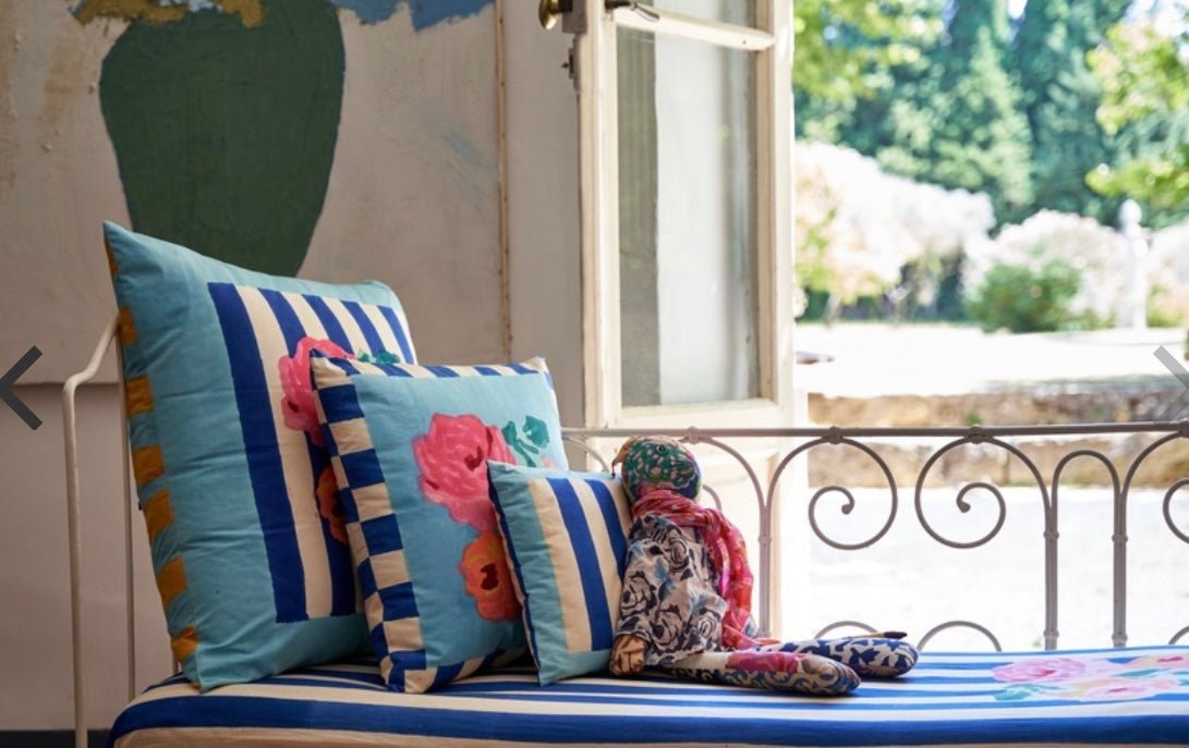 Nizam Stripes Blue Natural Pillow Cushion Cover 45x45 | Lisa Corti - Bon Ton goods