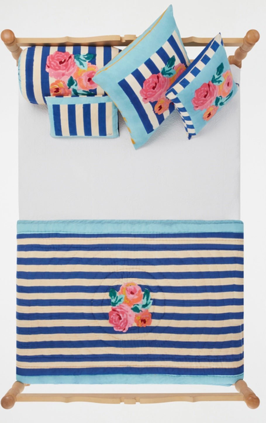 Nizam Stripes Blue Natural Pillow Cushion Cover 45x45 | Lisa Corti - Bon Ton goods