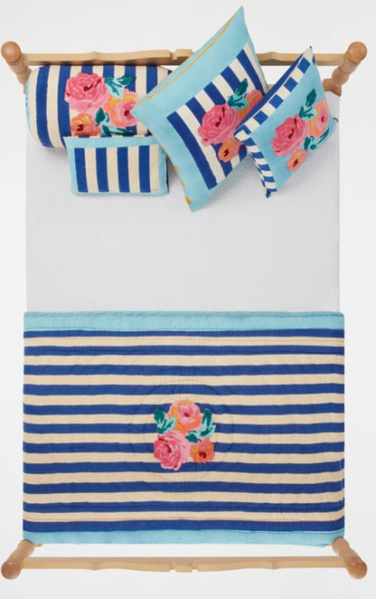 Nizam Stripes Blue Natural Pillow Cushion Cover 45x45 | Lisa Corti - Bon Ton goods