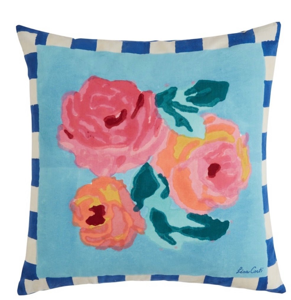 Nizam Stripes Blue Natural Pillow Cushion Cover 45x45 | Lisa Corti - Bon Ton goods