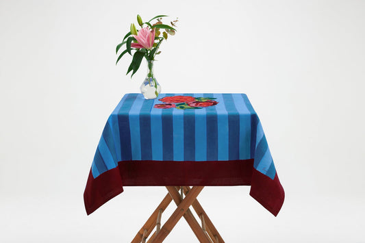 Nizam Stripes Ferozi Sugar - Natural Cotton Cloth 110x110 | Lisa Corti - Bon Ton goods