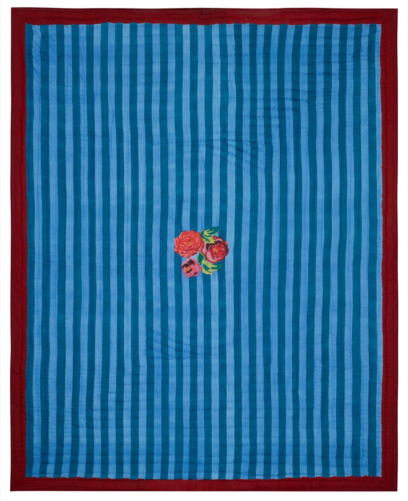 Nizam Stripes Ferozi Sugar - Reversible Quilt - Bon Ton goods