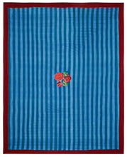 Load image into Gallery viewer, Nizam Stripes Ferozi Sugar - Reversible Quilt - Bon Ton goods
