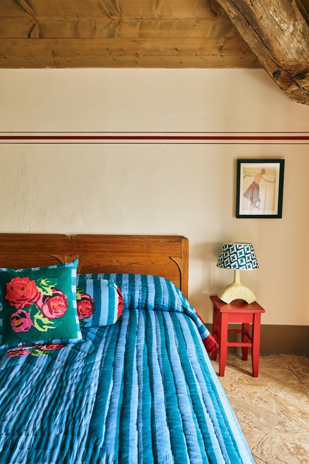 Nizam Stripes Ferozi Sugar - Reversible Quilt - Bon Ton goods