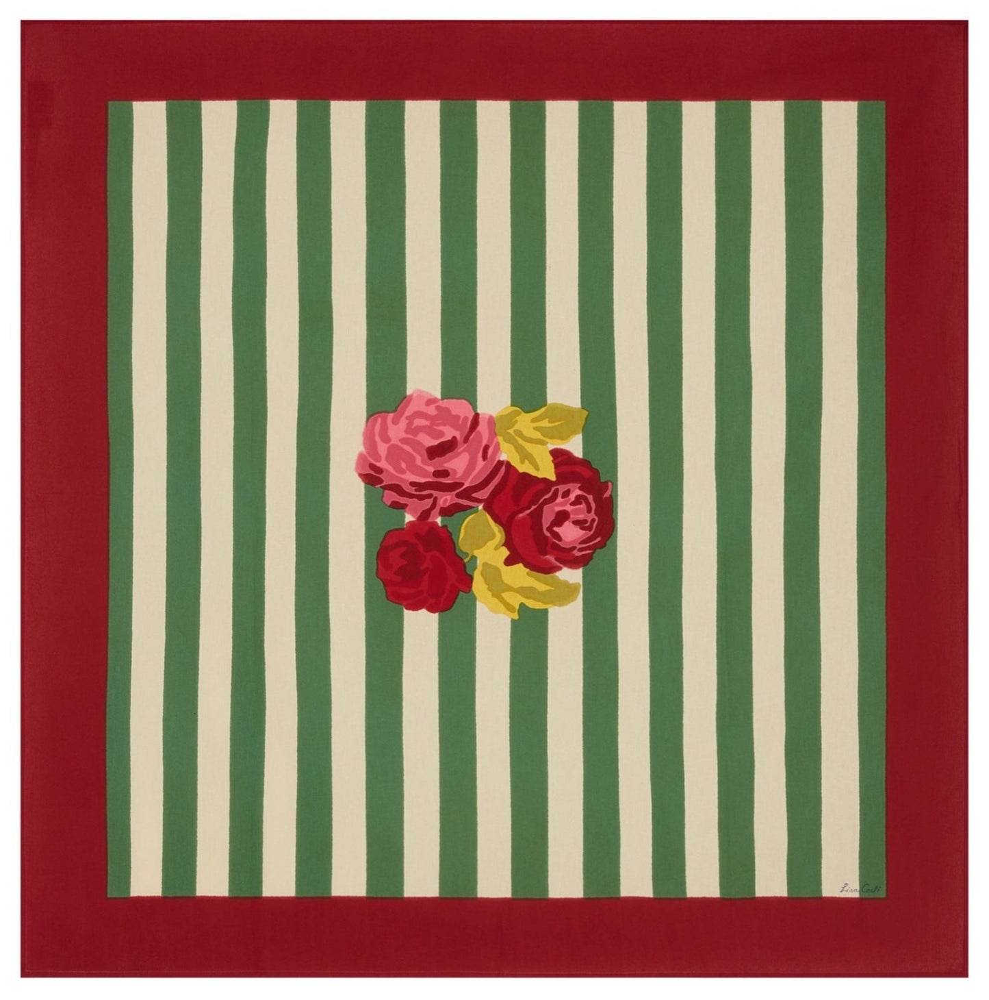 Nizam Stripes Green Natural Cotton Cloth 110x110 | Lisa Corti - Bon Ton goods