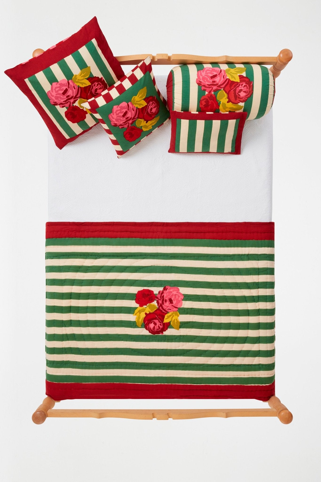 Nizam Stripes Green Natural Pillow Cushion Cover 45x45 | Lisa Corti - Bon Ton goods