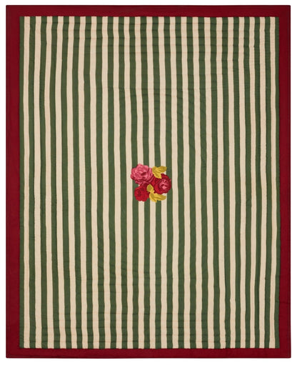 Nizam Stripes Green Natural Quilt 220 x 270 | Lisa Corti - Bon Ton goods