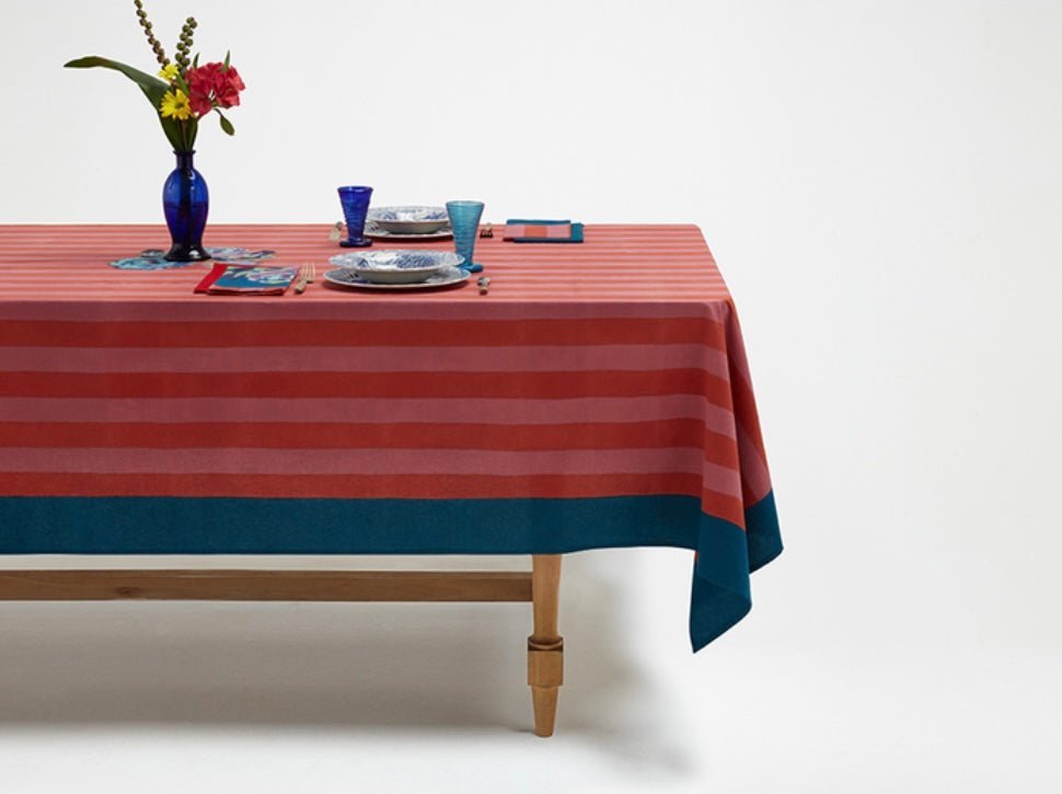 Nizam Stripes Old Pink Rust - Cotton Cloth 180x180 | Lisa Corti - Bon Ton goods