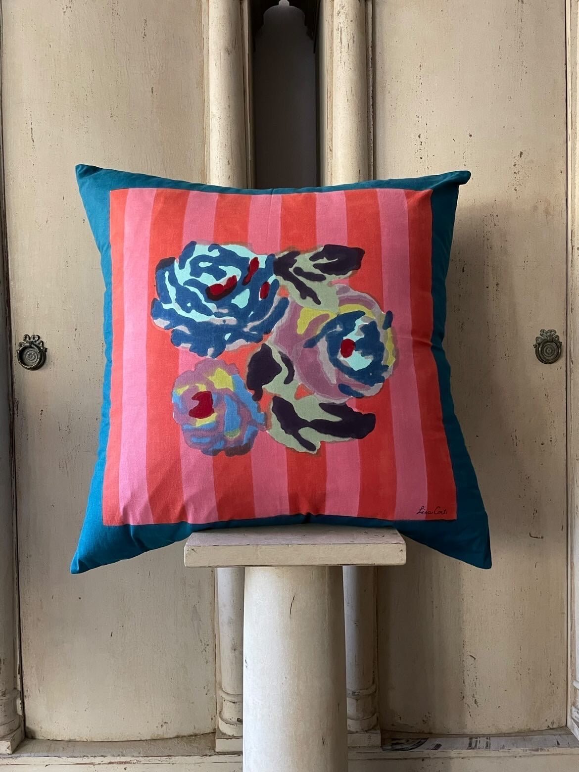 Nizam Stripes Old Pink Rust Cushion Cover 60x60 | Lisa Corti - Bon Ton goods