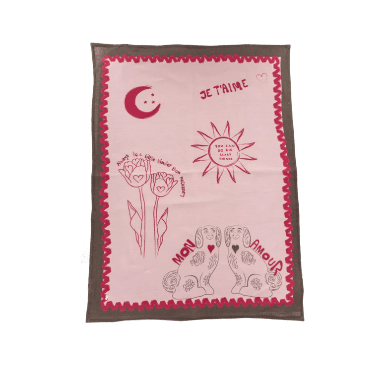 NojiNoji Amour Tea Towel (Pink) - Bon Ton goods