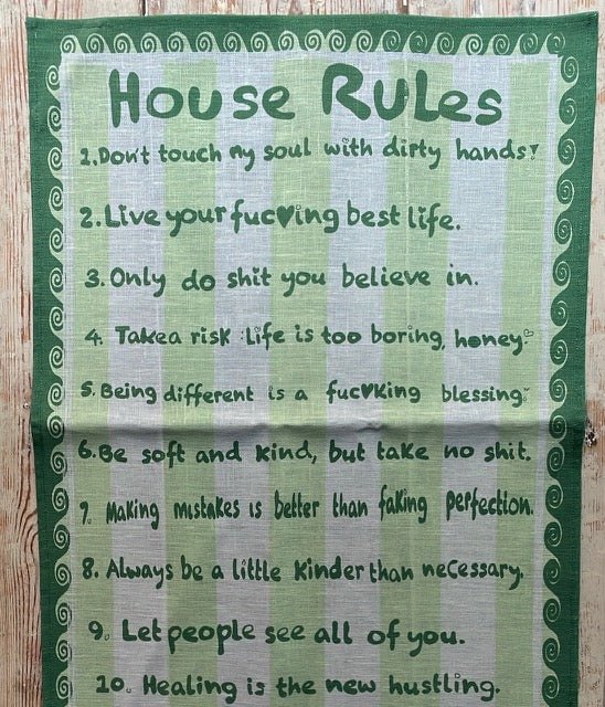 NojiNoji House Rules Tea Towel (Green) - Bon Ton goods