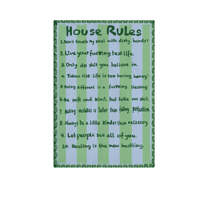 NojiNoji House Rules Tea Towel (Green) - Bon Ton goods