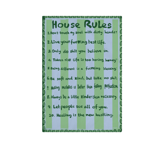 NojiNoji House Rules Tea Towel (Green) - Bon Ton goods