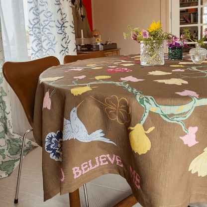 NojiNoji I'm Not Afraid to Eat Alone Tablecloth (Brown) - Bon Ton goods