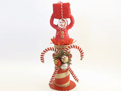 North Pole Present Surprise Figure | Vintage by Crystal Spun Cotton Ornament - Bon Ton goods