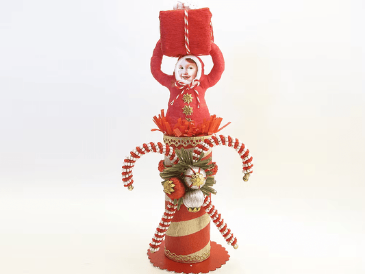 North Pole Present Surprise Figure | Vintage by Crystal Spun Cotton Ornament - Bon Ton goods