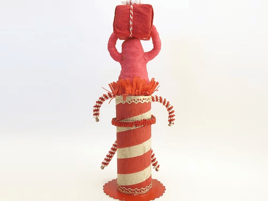 North Pole Present Surprise Figure | Vintage by Crystal Spun Cotton Ornament - Bon Ton goods