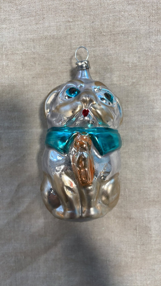 Nostalgic Dog with Blue Collar | Christmas Ornament - Bon Ton goods