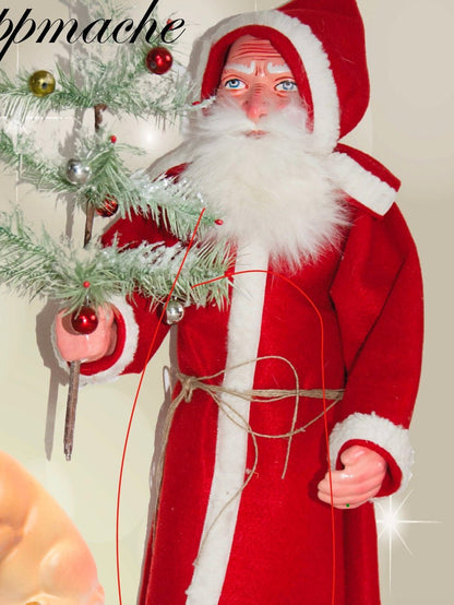 Nostalgic Large Santa Claus with Feather Tree - Bon Ton goods