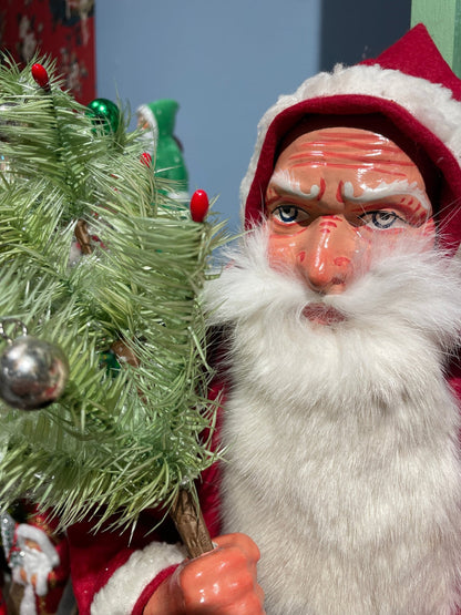 Nostalgic Large Santa Claus with Feather Tree - Bon Ton goods