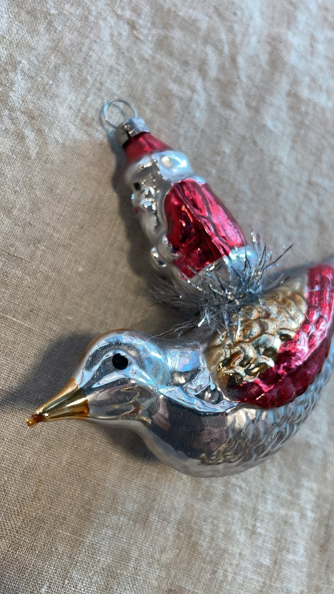 Nostalgic Santa Claus on a Bird | Nostalgie Christbaumschmuck - Bon Ton goods