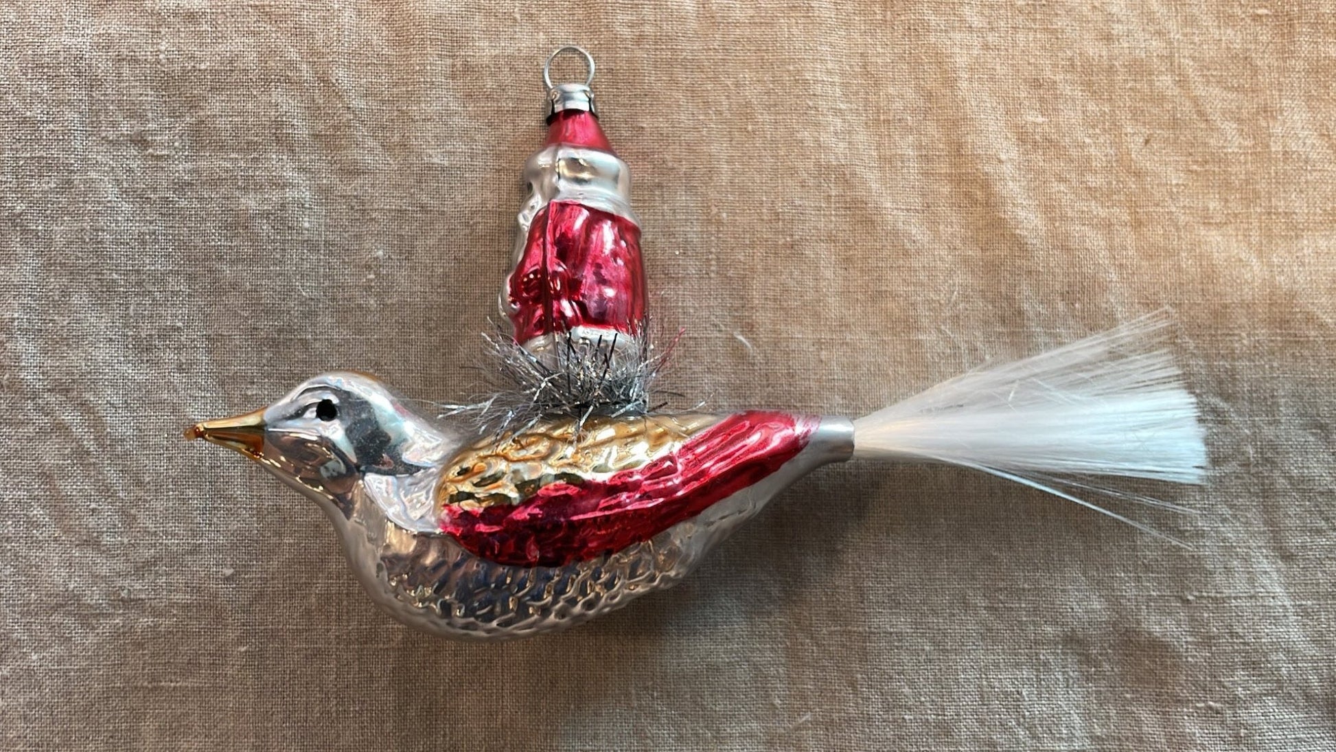 Nostalgic Santa Claus on a Bird | Nostalgie Christbaumschmuck - Bon Ton goods