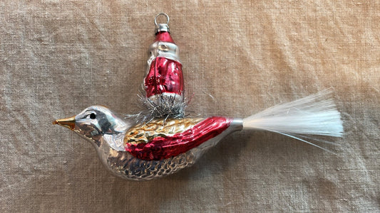 Nostalgic Santa Claus on a Bird | Nostalgie Christbaumschmuck - Bon Ton goods