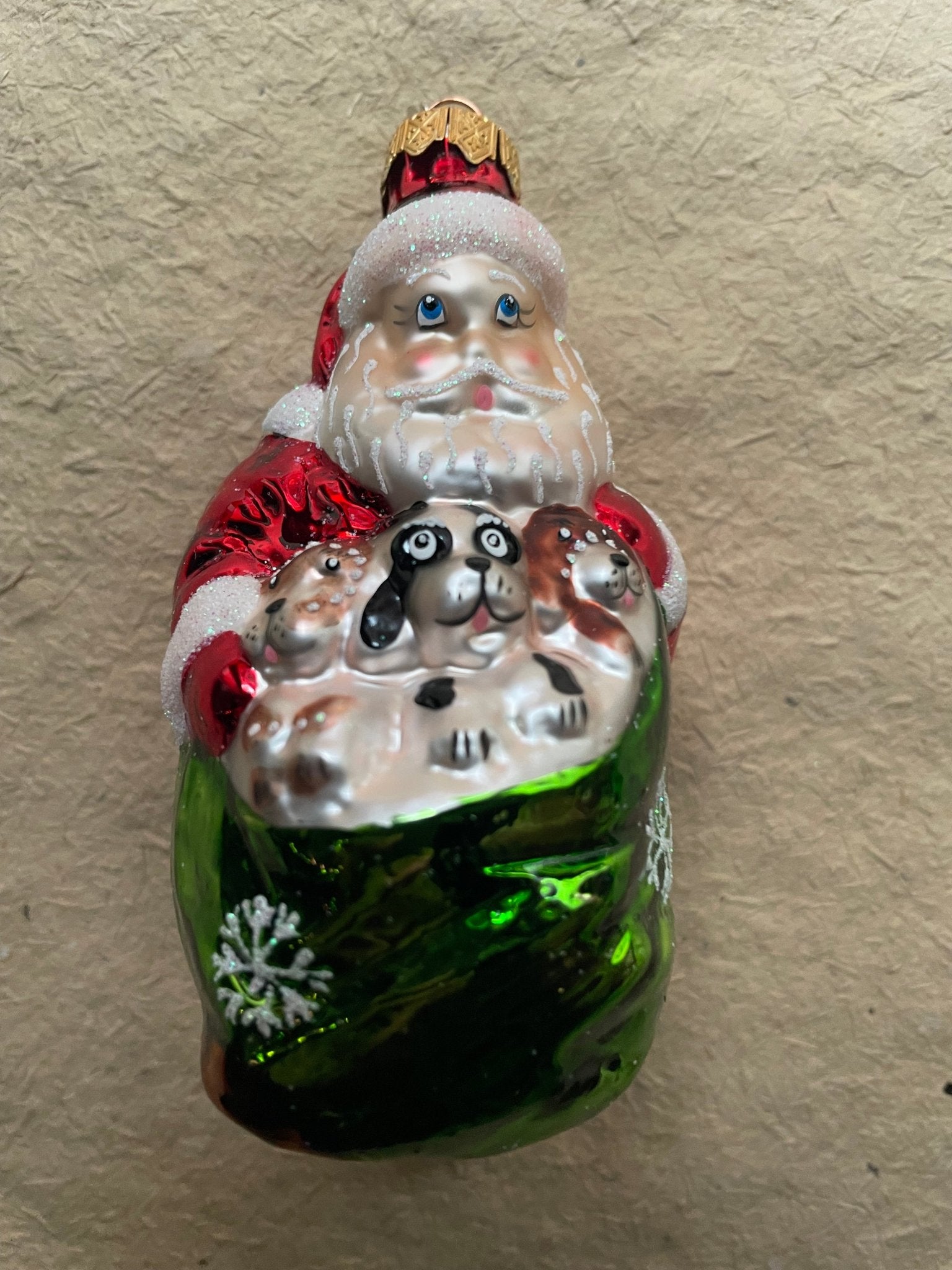 Nostalgic Santa with Sack of Dogs | Nostalgie Christbaumschmuck - Bon Ton goods