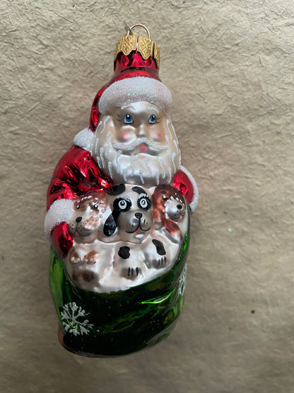 Nostalgic Santa with Sack of Dogs | Nostalgie Christbaumschmuck - Bon Ton goods