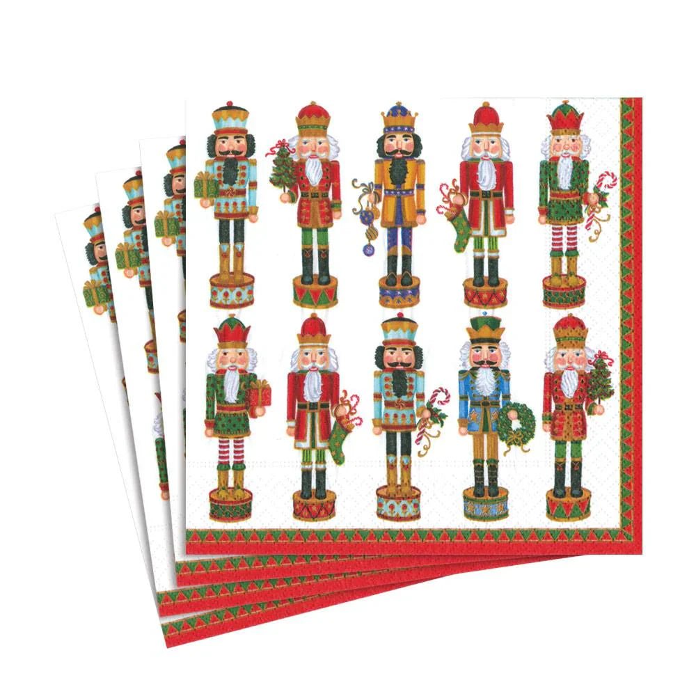 Nutcracker Parade Paper Luncheon Napkins in White | Caspari - Bon Ton goods