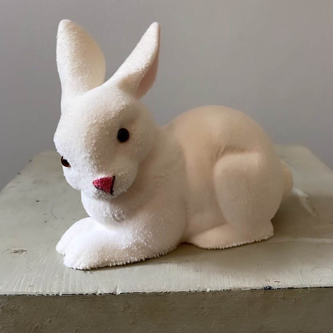 Off-White Velvet Small Bunny Lying | Ino Schaller - Bon Ton goods