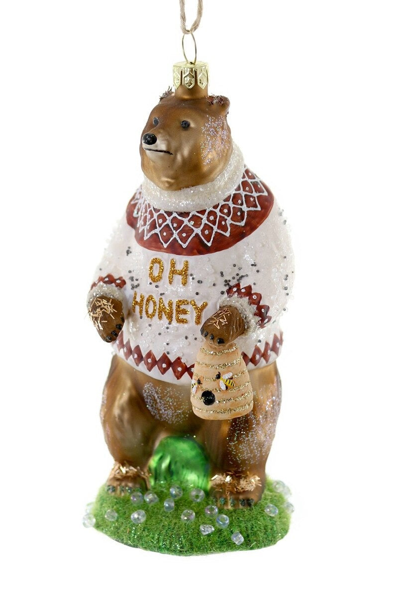Oh Honey Bear Glass Christmas Ornament by Cody Foster