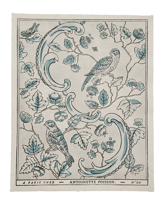 "Oiseaux & Feuillage" - Domino Paper No. 24A – Framed Antique-Style Print | Antoinette Poisson - Bon Ton goods
