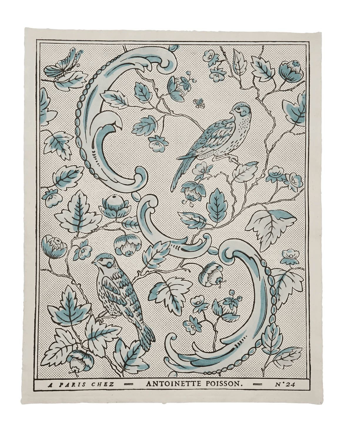 "Oiseaux & Feuillage" - Domino Paper No. 24A – Framed Antique-Style Print | Antoinette Poisson - Bon Ton goods