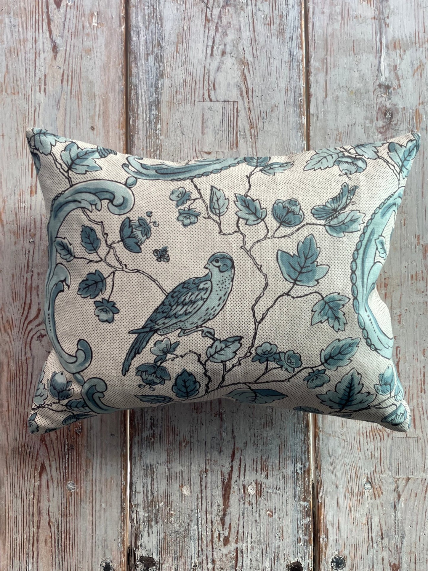 Oiseaux & Feuillage Small Cushion | Antoinette Poisson Linen Cushion – Domino Paper Design - Bon Ton goods