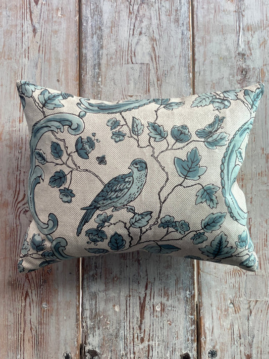 Oiseaux & Feuillage Small Cushion | Antoinette Poisson Linen Cushion – Domino Paper Design - Bon Ton goods