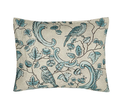 Oiseaux & Feuillage Small Cushion | Antoinette Poisson Linen Cushion – Domino Paper Design - Bon Ton goods