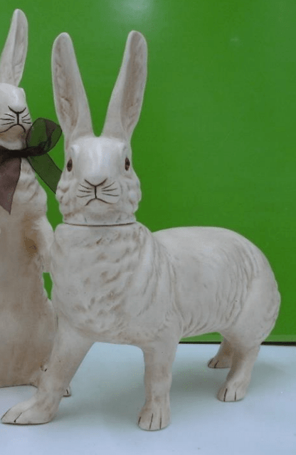Old Cream Finish Walking Bunny | Ino Schaller - Bon Ton goods