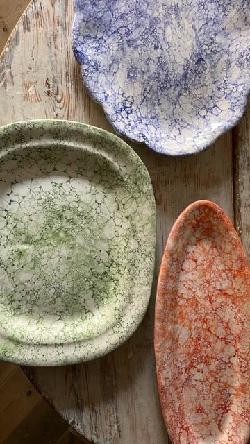 Orange/Red Marbleized Fish Tray | Handmade Erik Bendtsen Ceramics - Bon Ton goods