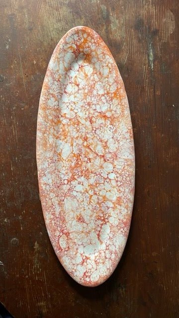 Orange/Red Marbleized Fish Tray | Handmade Erik Bendtsen Ceramics - Bon Ton goods